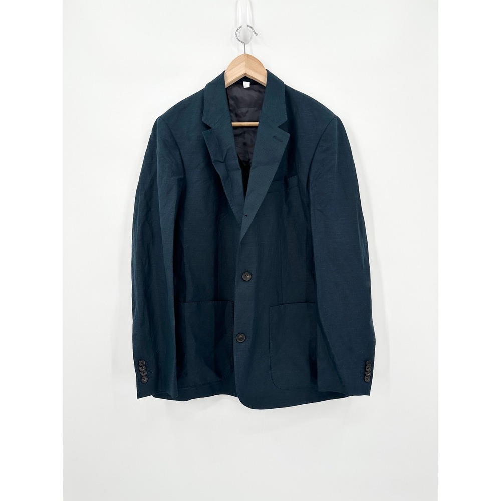 Wills Rosedale Linen Classic Patch Pocket Suit Jacket Huckberry Navy Men's 38 - Picture 2 of 7
